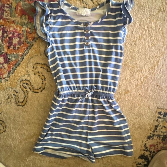 Girls’ Blue & White Striped Romper – Size 12 (btween) - Picture 1 of 4